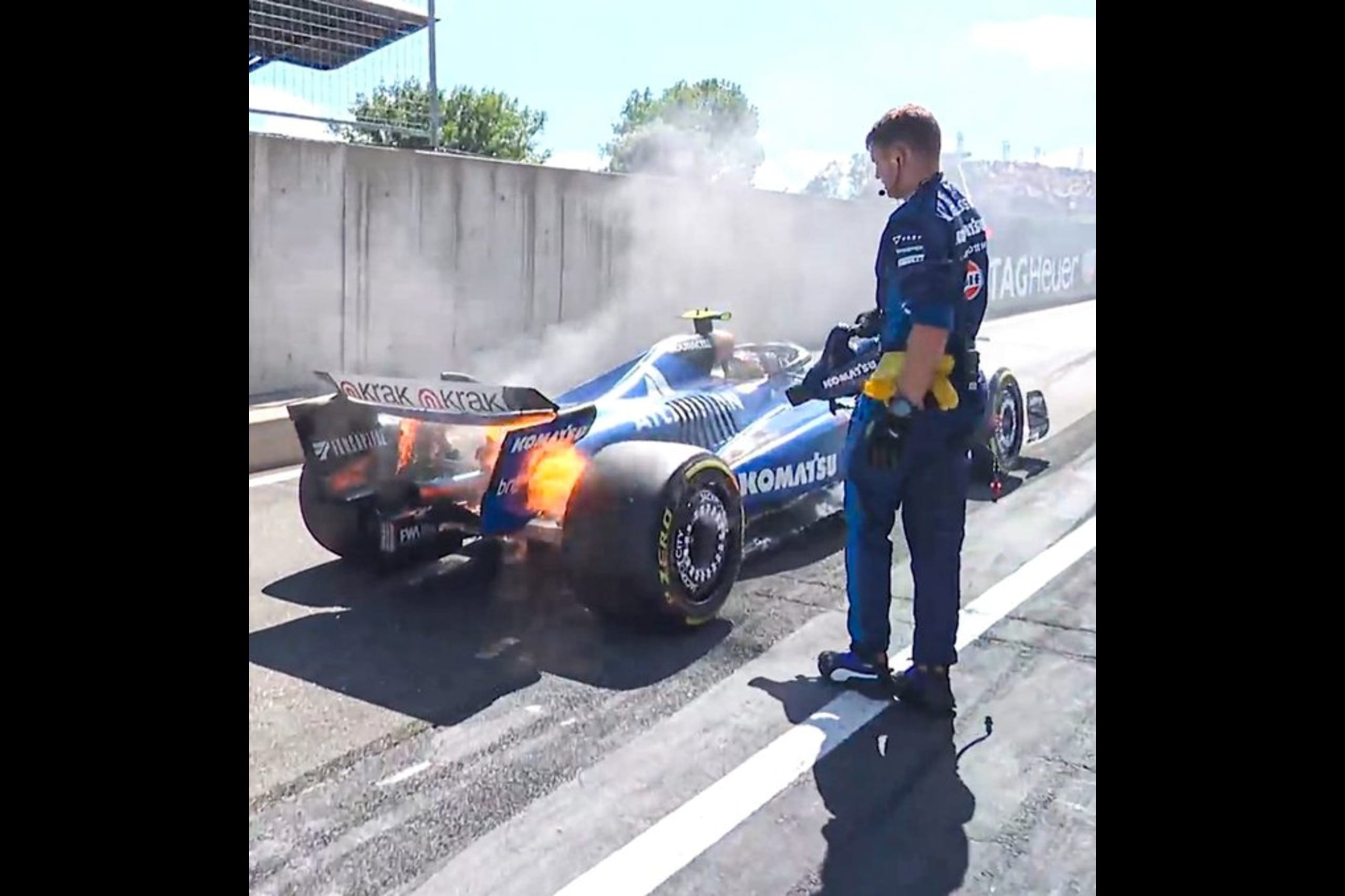 Carlos Sainz Car on Fire at F1 Austrian GP 2025