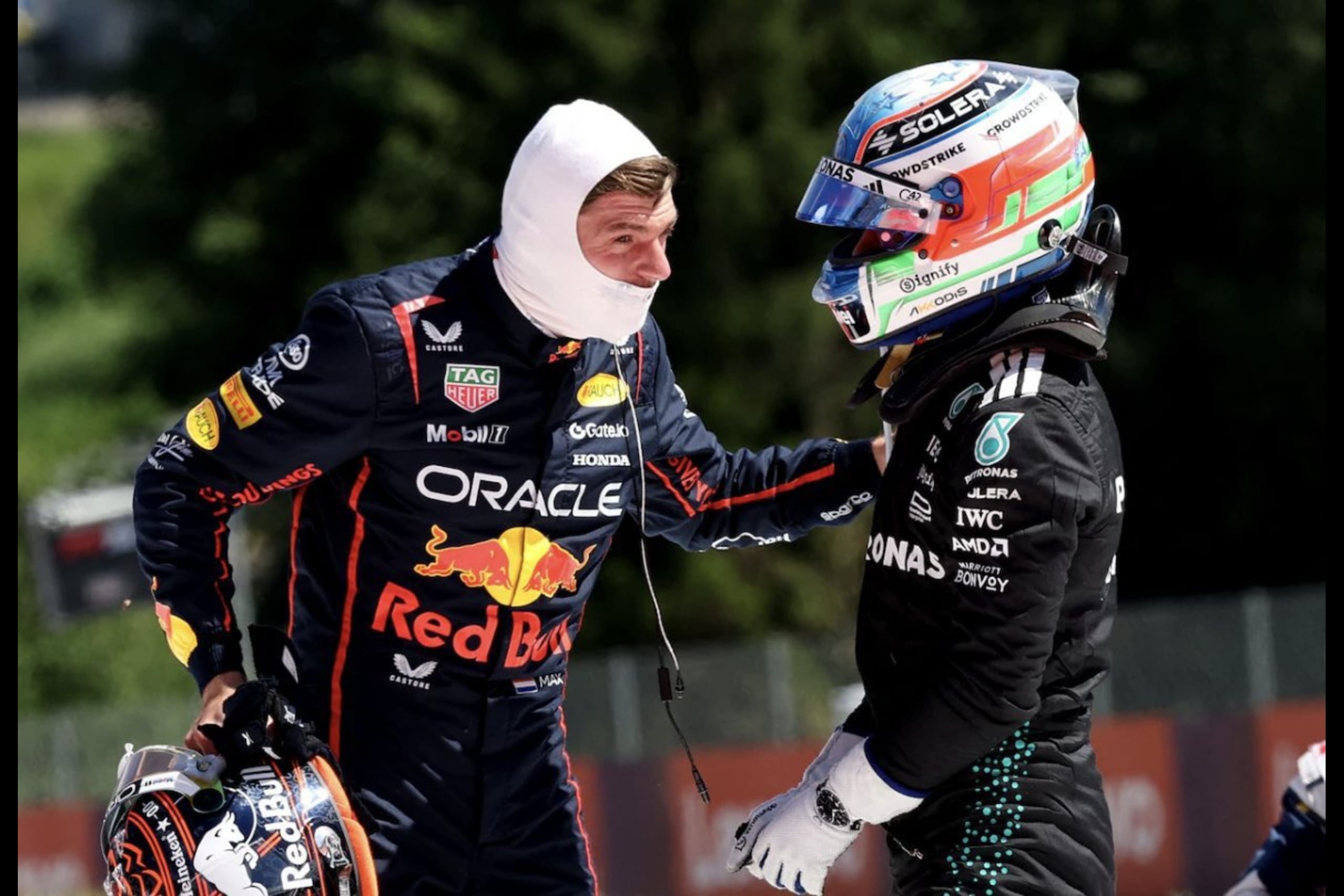 Max Verstappen and Kimi Antonelli at F1 Austrian GP 2025